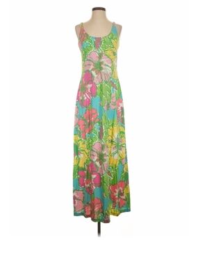 Lilly Pulitzer Tropical Floral Maxi Dress in Pink, Green & Aqua